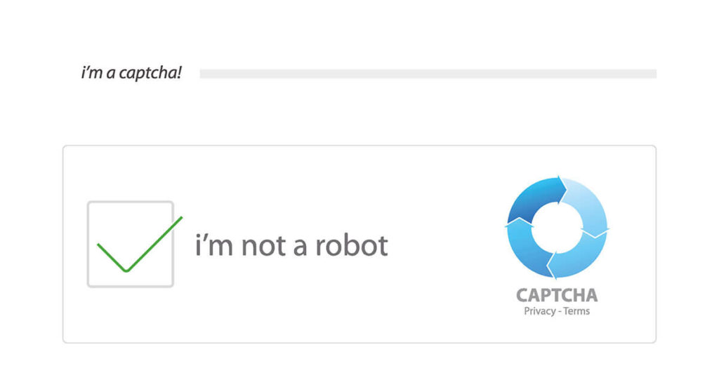 Captcha de verificación con mensaje de confirmación de usuario no robot.