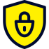 Icono de escudo de seguridad con candado, simboliza protección y ciberseguridad.